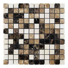 Мозаїчна плитка мармур Emperador Dark - Emperador Light - Crema Marfil 23x23x6 мм МКР-2П Полірована