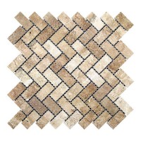 Мозаичная плитка Travertine Classic 48х23x6 мм МКР-5П Полированная | Прямоугольная