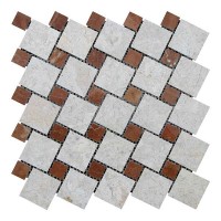 Мозаїчна плитка мармур Victoria Beige | Rojo Alicante 47х47 | 23x23x6 мм МКР-6П Полірована