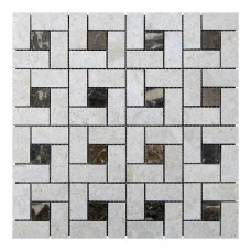 Мозаїчна плитка мармур Victoria Beige | Emperador Dark 23х23 | 47x23x6 мм МКР-7П Полірована