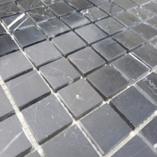 Мозаїчна плитка мармур Nero Marquina 23x23x6 мм Полірована, МКР-2П